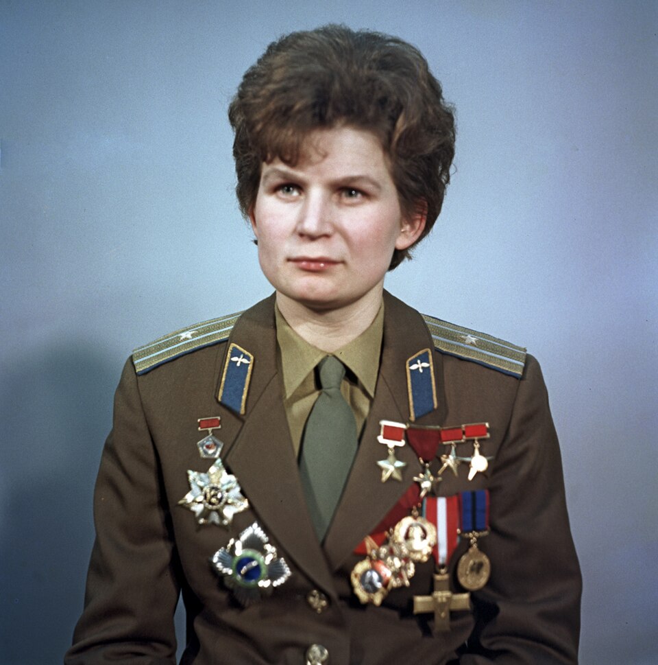 Valentina Tereshkova in uniform, wearing her medals